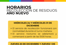 AÑO NUEVO: LA MUNICIPALIDAD RECUERDA LOS HORARIOS DEL SERVICIO DE RECOLECCIÓN DE RESIDUOS