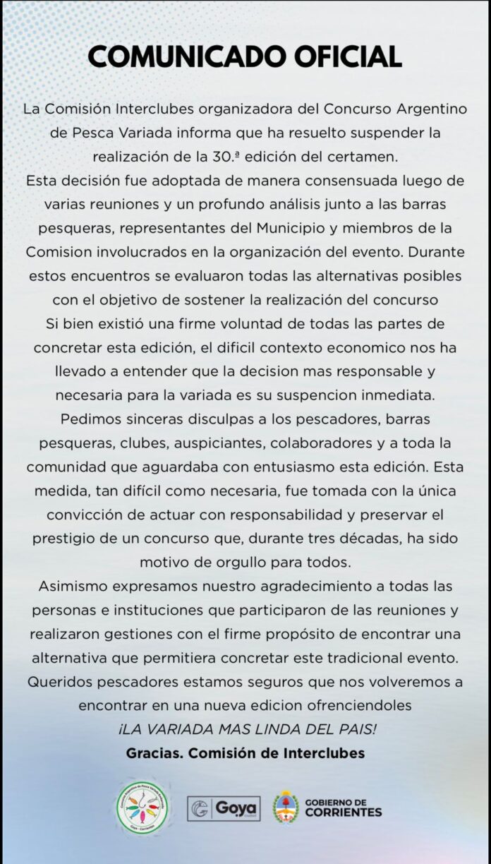 COMUNICADO INTERCLUBES SUSPENSION CONCURSO FLYR