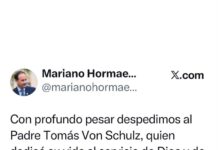 Profundo pesar por el fallecimiento del padre Tomás Von Schulz