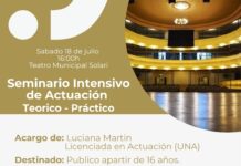 INVITAN A SEMINARIO INTENSIVO DE ACTUACIÓN EN EL TEATRO MUNICIPAL SOLARI