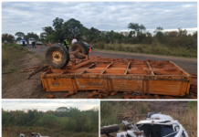 FUERTE CHOQUE EN LAVALLE: UNA CAMIONETA CON ACOPLADO IMPACTÓ CONTRA UN AUTOMÓVIL EN LA RUTA 27