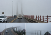 LA BRUMA ENVOLVIÓ AL PUENTE GENERAL BELGRANO Y DEJÓ UNA POSTAL IMPACTANTE SOBRE EL PARANÁ