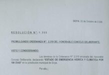 POR RESOLUCIÓN 1.355 EL DEM PROMULGÓ ORDENANZA DECLARANDO LA EMERGENCIA HÍDRICA Y CLIMÁTICA POR 180 DÍAS